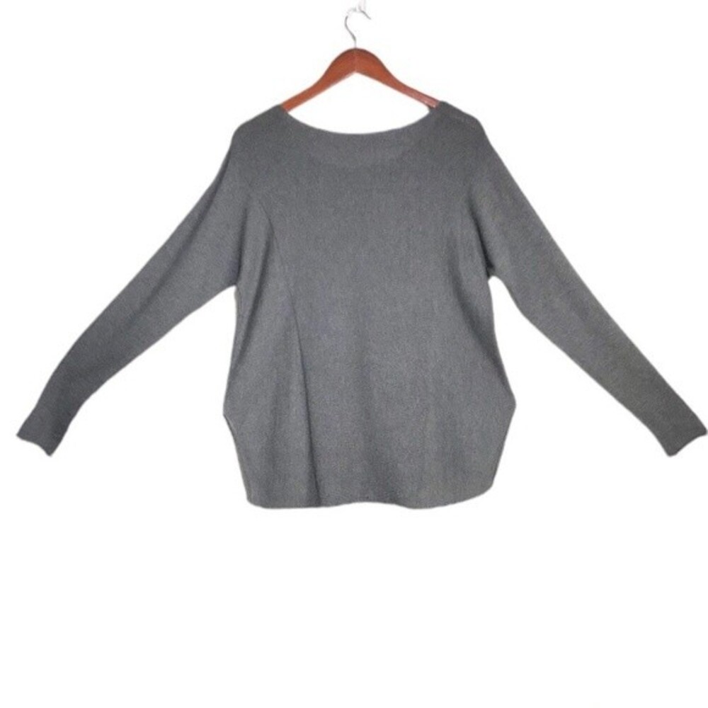 Vince Womens Rack Stitch Wool Cashmere Blend Contrast Rib Knit Gray Sweater Top - Picture 4 of 9